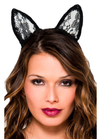 Oreilles de chatte en dentelle - ML70853BLK